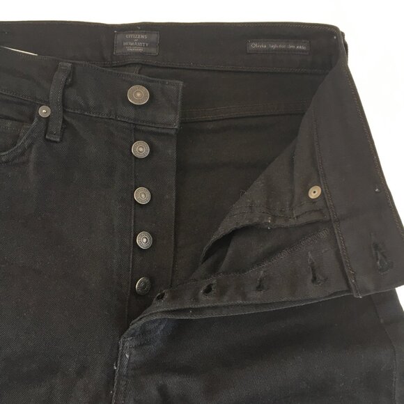 Citizen of Humanity Olivia Highrise Slim Ankle Button Fly Black Jeans 26 - Picture 3 of 10
